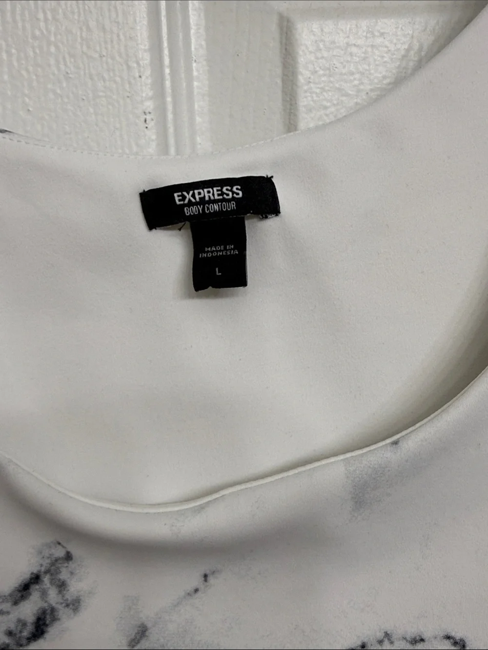 Express White Body Contour Tank Top Bodysuit with Black Marble Print